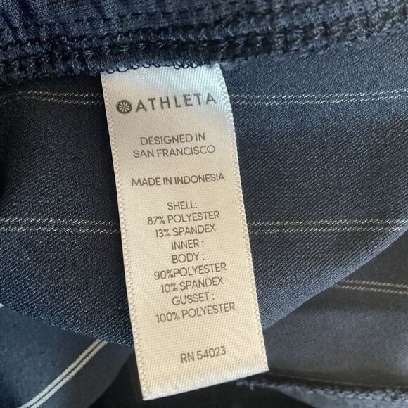 Athleta Women's Pinstripe Pockets Drawstring Waist Midtown Skirt Skort Size 12 - Picture 3 of 12
